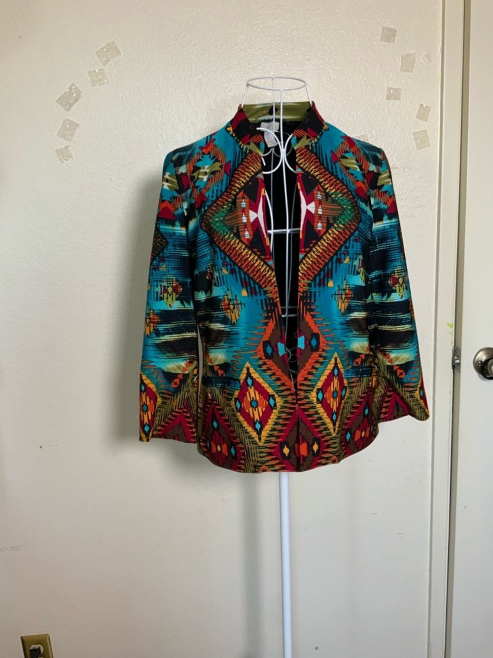 Chico's Multicolor Aztec-Print Open-Front Jacket - Picture 4 of 8